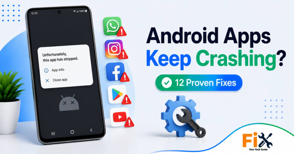 Android smartphone showing an app crash error.