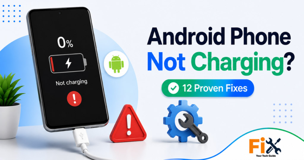 Android phone connected to a charger but not charging.