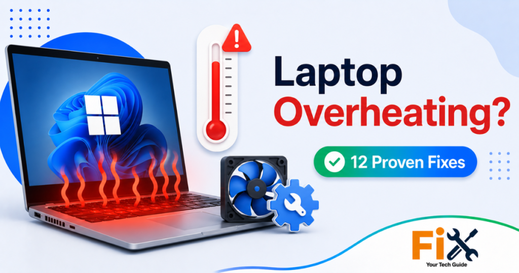 Windows laptop overheating with high temperature warning.